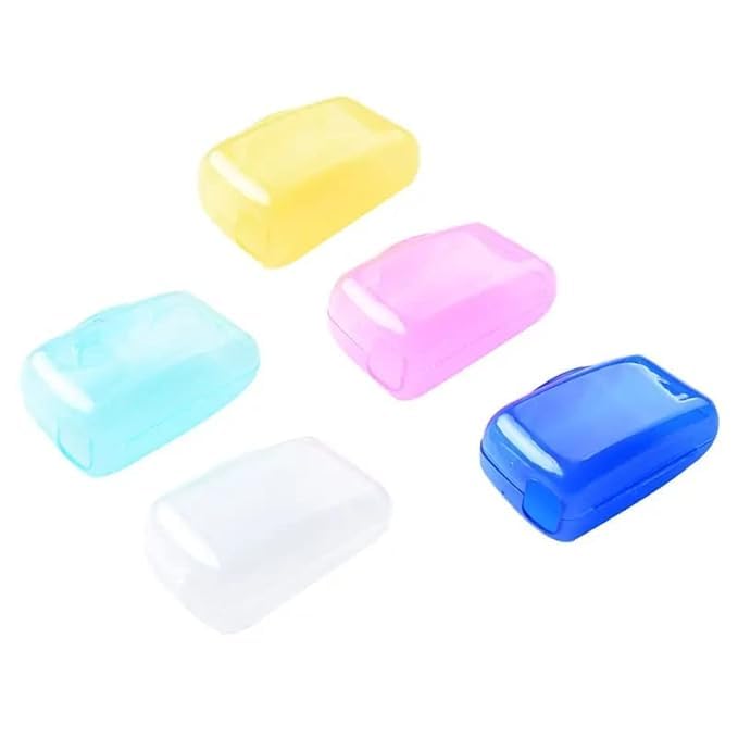 M.F.H Portable Dustproof Toothbrush Protector Cover Plastic Transparent Toothbrush Cover -Pack of 5 Multicolour (Pack of 1)  - Image 1