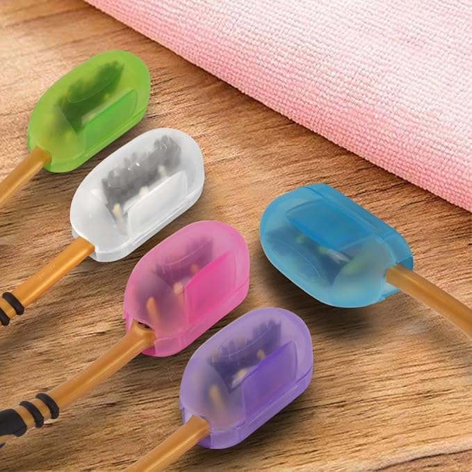 M.F.H Portable Dustproof Toothbrush Protector Cover Plastic Transparent Toothbrush Cover -Pack of 5 Multicolour (Pack of 1)  - Image 4