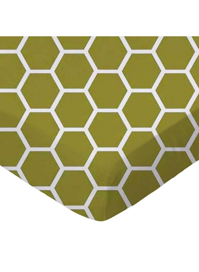 SHEETWORLD.COM SheetWorld Fitted 100% Cotton Percale Pack N Play Sheet 29 x 42, Sage Honeycomb, Made in USA - Image 1