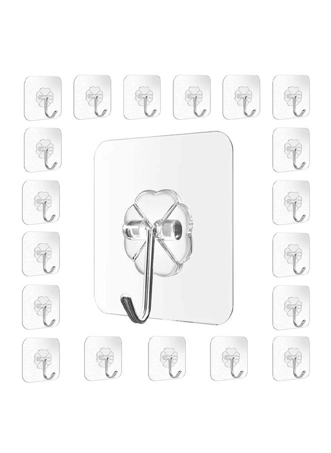 Pack of 40 Heavy Duty Self Adhesive Clear Wall Hooks - No Drill Transparent Hooks Perfect For Hanging Bags, Utensils, Mirror, Jackets, Large Clock Holds Upto 8kg - pzsku/Z2ACF5A1EDA5F7AA2AF36Z/45/_/1713434519/b40f06ef-ab74-412e-9c43-799df7bc224b