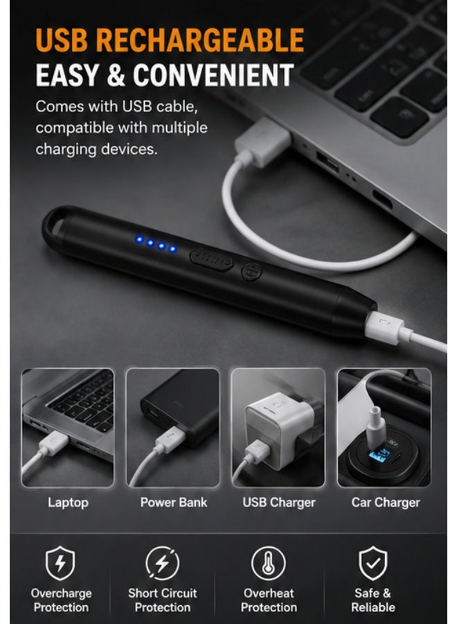 ولاعة إلكترونية بلازما قابلة للشحن USB برقبة مرنة طويلة – مقاومة للرياح بدون لهب مع مؤشر بطارية LED – مثالية للشواء والشموع والموقد والألعاب النارية - Image 2