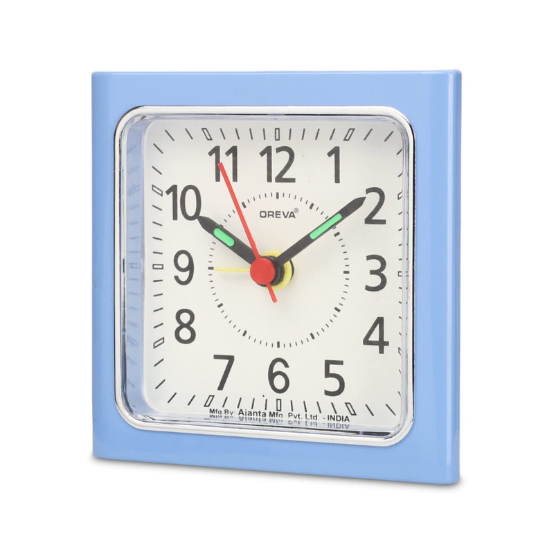 OREVA Bip Alarm Table Clock (Baby Blue Color 8.9 cm x 3.7 cm x 8.9 cm, AA3187) - Image 5