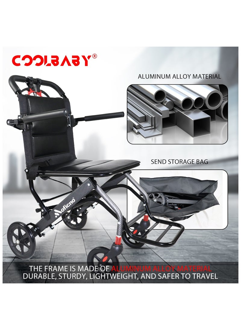 Cool Baby Ultra-light Aluminum Alloy Wheelchair Travel Wheelchairs For Elderly Disabled Portable And Foldable Compact Wheelchair - Image 3