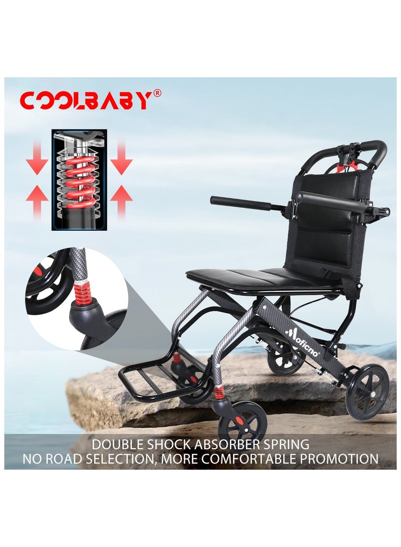 Cool Baby Ultra-light Aluminum Alloy Wheelchair Travel Wheelchairs For Elderly Disabled Portable And Foldable Compact Wheelchair - Image 5