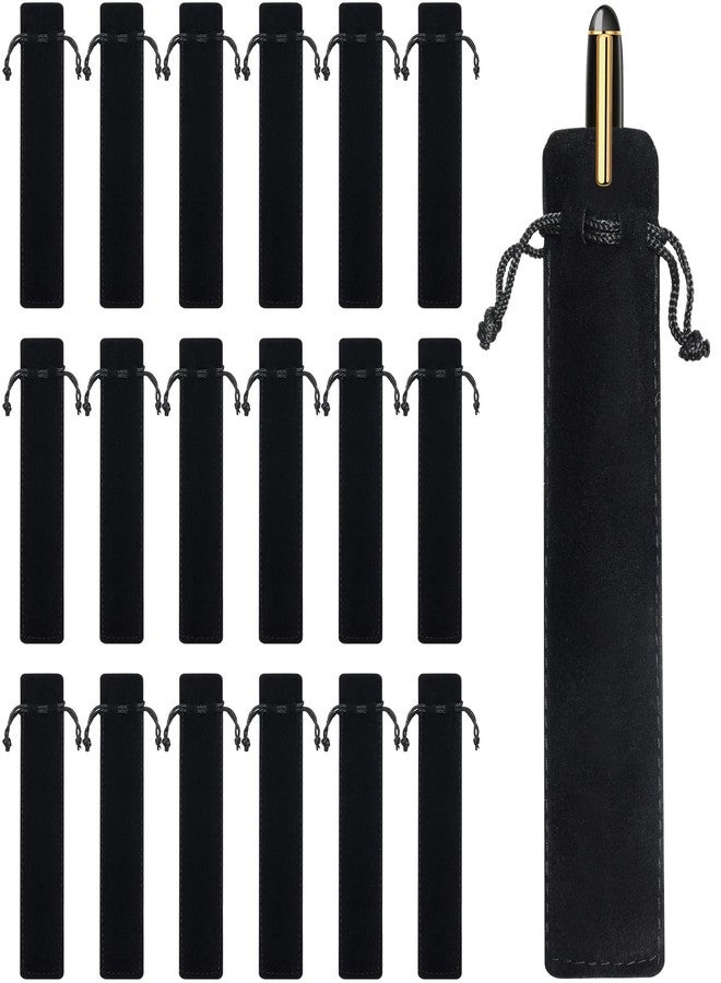 Yexiya 100 Pieces Velvet Pen Pouch Black Drawstring Pen Bag Black Pencil Case Pencil Bag Soft Single Sleeve Holder Home Decor Products for Student Adult Gifts School Office Business Supplies - Image 1