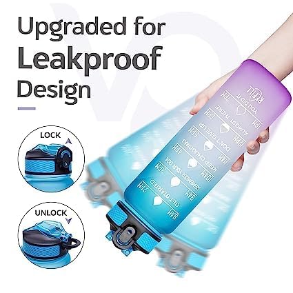SHANIX IMPEX Silicone Time Marked Motivational Water Bottle Tracker And Reminder Sports Bottle Unbreakable Leakproof Bpa Free For Gym Office Traveling 1 LitersMulticolor - Image 3