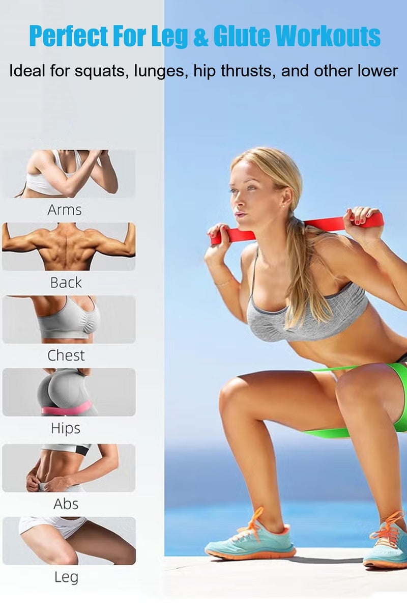 هيروكس أشرطة مقاومة للتمرين، 5 قطع متنوعة الوزن، حلقات مقاومة لتمرين القوة، أشرطة تمدد، أشرطة تمرين متعددة الألوان للتمرين الداخلي والخارجي، تدريب قوة الساق، إعادة التأهيل، اليوغا - Image 4