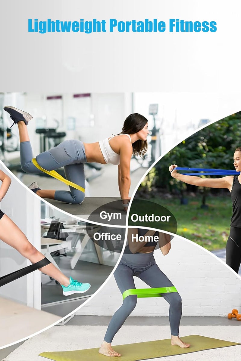 هيروكس أشرطة مقاومة للتمرين، 5 قطع متنوعة الوزن، حلقات مقاومة لتمرين القوة، أشرطة تمدد، أشرطة تمرين متعددة الألوان للتمرين الداخلي والخارجي، تدريب قوة الساق، إعادة التأهيل، اليوغا - Image 5