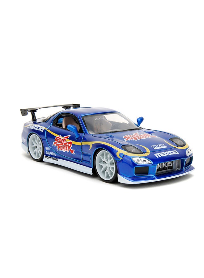 Jada Toys Street Fighter 1993 Mazda RX-7 1:24 Die-Cast Model Car with Chun-Li Figure, Opening Doors, Hood & Trunk, Collectible Vehicle for Kids & Fans - Image 5
