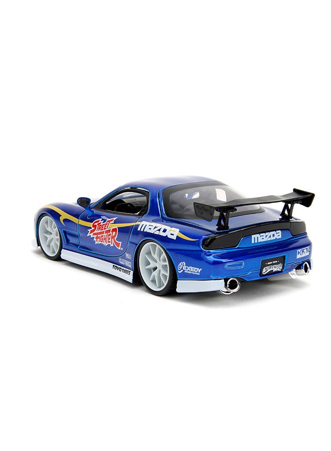 Jada Toys Street Fighter 1993 Mazda RX-7 1:24 Die-Cast Model Car with Chun-Li Figure, Opening Doors, Hood & Trunk, Collectible Vehicle for Kids & Fans - Image 4