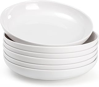 Fasmov Melamine Pasta Bowls, 6 Pack 9 inches 30 Oz Large Salad Serving Bowls, Shallow Salad Bowls, Plastic Dinner Deep - Image 1