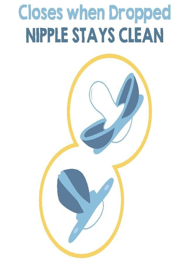 Razbaby - RaZbaby Keep-it-Kleen Baby Pacifier 2 Pack, 0-36M (Infant-3 yrs), Closes Automatically When Dropped, Silicone Orthodontic Nipple Stays Clean, Built-in Shield/Case, Easy to Clean - Bear/Penguin - Image 1