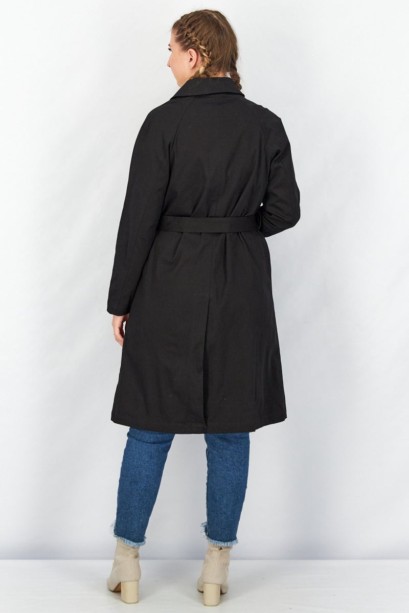TWINSET معطف ترنش طويل بأكمام طويلة للنساء، أسود - Image 3