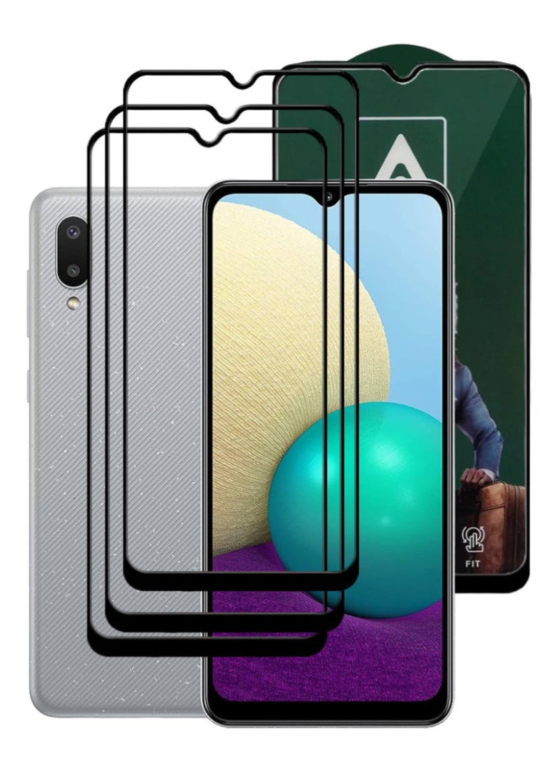 ACLIX 3 Pieces Antistatic ESD Dustproof Premium Quality High Definition Tempered Glass Screen Protector Designed For Samsung Galaxy A02 - Image 1