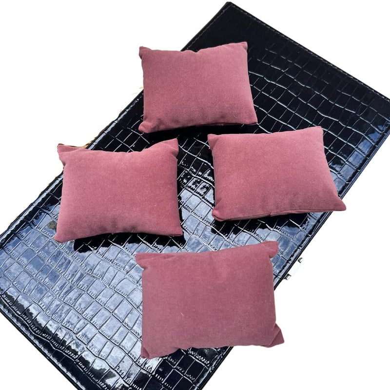 La Trove Velvet Bracelet and Watch Pillow Set, Jewelry Cushion Organizer for Bracelets, Watches, and Accessories - Velvet Storage Holder for Home and Display - Pack Of 12, Dark Pink - Image 2