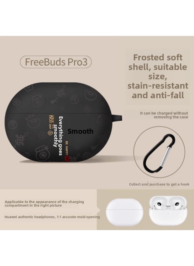 For HuaweiHeadset Protective Case Freeclip Case Freebudspro4 Bluetooth Freebuds6i5i Wireless-Color:[water Sticker] Red Everything Goes Smoothly + Hook-Model:For HuaweiFreebuds Pro4 (2024 Model)