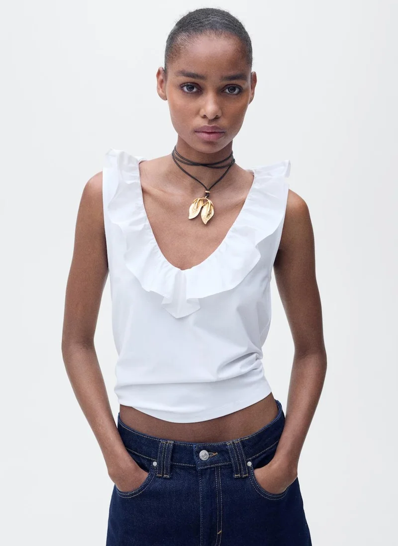 MANGO cotton top with ruffles
