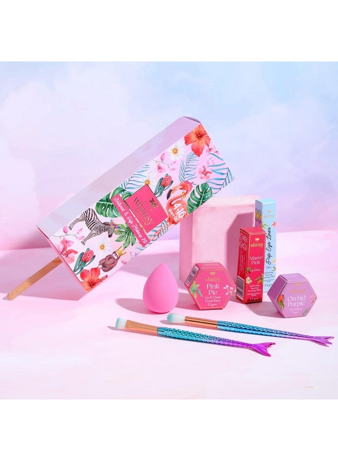 Whimsy 7-Piece Organic Makeup Kit for Girls & Teens|Real & Skin-Friendly Beauty Set|Non-Toxic Toy Makeup with Eye Glitter,Lip Cheek Tint,Lip Gloss & Mermaid Accessories| Gift for Kids 4-16 years - Image 1