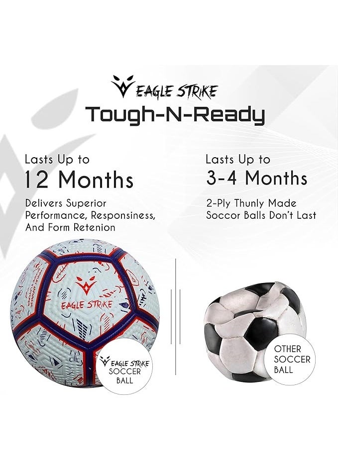 Eagle Strike Professional Match Soccer Ball – Size 5 PU Football, Red & Blue, Official Weight 420-440g - Image 2