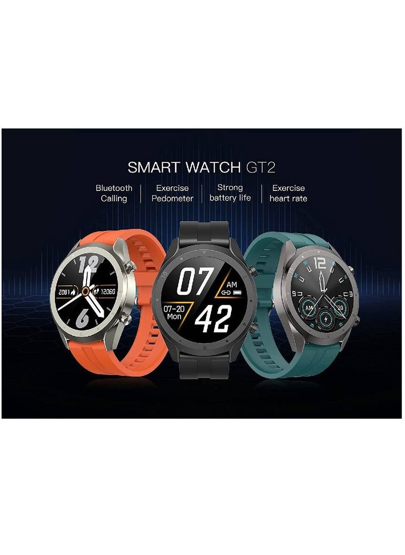 G-Tab - GT2 Smart Watch with Bluetooth Calling, Large Battery, Heart Rate, Sleep, Blood Pressure, and Exercise Monitoring, Sports Modes Black - Image 1