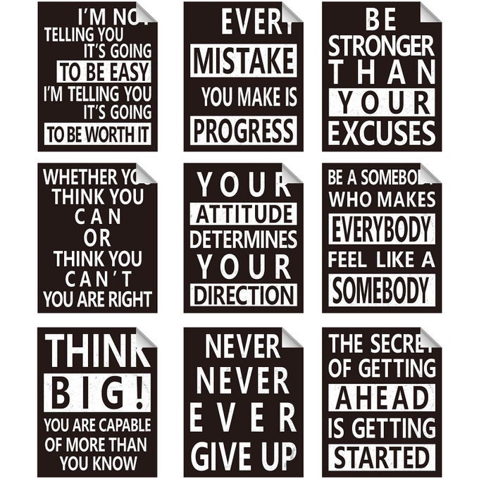 9 PCS INSPIRATIONAL WALL DECALS SPIRITUAL MOTIVATIONAL WALL STICKERS POSITIVE QUOTES SAYINGS PHRASES DECALS FOR LIBRARY HOME SCHOOL OFFICE ART DECORATIONS 8 X 10 INCHES