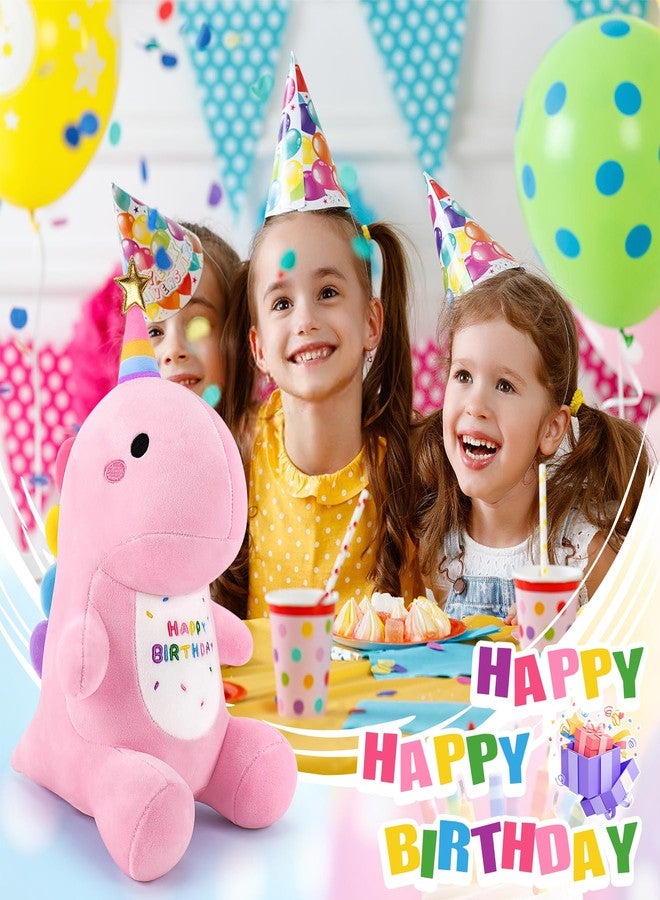 Auspicious beginning Pink Happy Birthday Dinosaur Stuffed Animal,11.8'' Kawaii Soft Dino Plush Toys,Dinosaur Plushir Birthday Gift for Her Girls Boys Girlfriend,Sweet Romantic Anniversary - Image 4