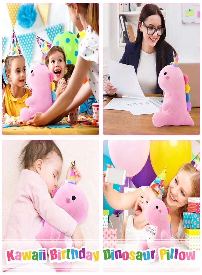 Auspicious beginning Pink Happy Birthday Dinosaur Stuffed Animal,11.8'' Kawaii Soft Dino Plush Toys,Dinosaur Plushir Birthday Gift for Her Girls Boys Girlfriend,Sweet Romantic Anniversary - Image 5