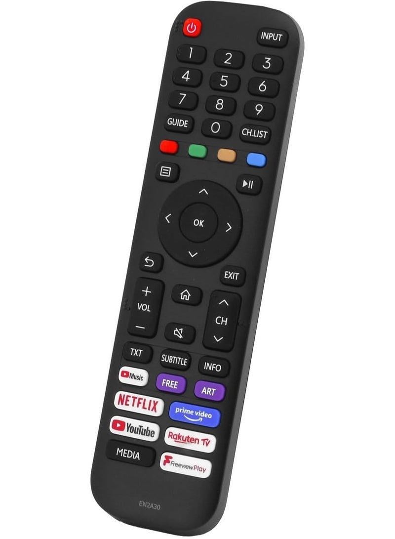 PopZa Remote Control EN2A30 HT266544 Compatible with Hisense Vida Smart LED TV - 50A7500F 65A7500F 43A7500FTUK 50A7500FTUK 65A7500FTUK 43AE7400F 50AE7400F 55AE7400F 55AE7400F 0F 65AE7400F 50A7300FTUK  with battery - Image 3