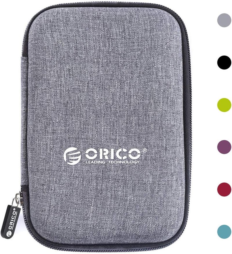 Orico Hard Drive Case 2.5 inch External Drive Storage Carrying Bag Waterproof Shockproof with Inner Size 5.5x3.5x1.0inch for Organizing HDD and Electronic Accessories,Grey(PHD-25) - Image 1