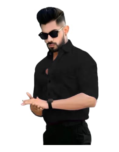 Tee Projekt Men's Solid Regular Fit Shirt (NEW-ST10-2XL_Black - Image 1