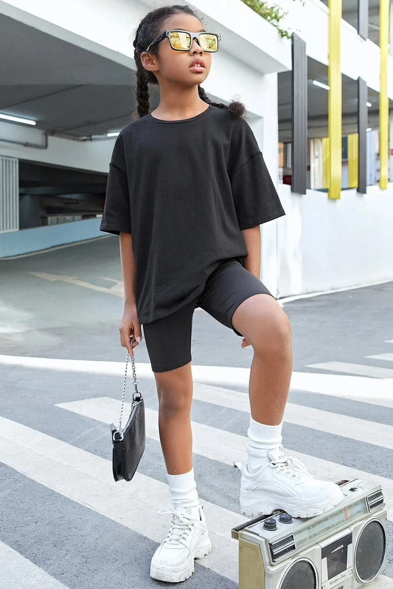 ONLYTRENDWEAR Childrens Compass Printed Cotton Tshirt 3-4 Years Old Black