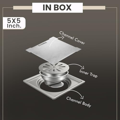 Evanex Floor Square Drainer (Silver Diamond Cut Drainer 402, 5 x 5 Inches) - Image 4