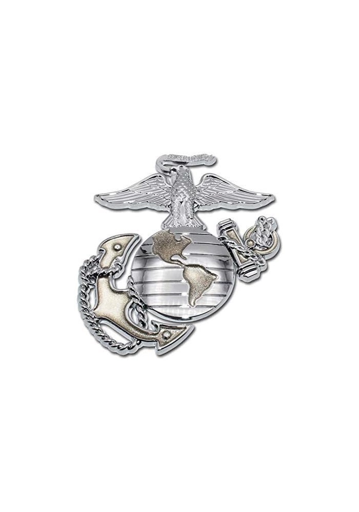 Elektroplate Premium U.S. Marines Eagle Globe Anchor Insignia Emblem - Chrome All Metal for Cars and Trucks - Image 1