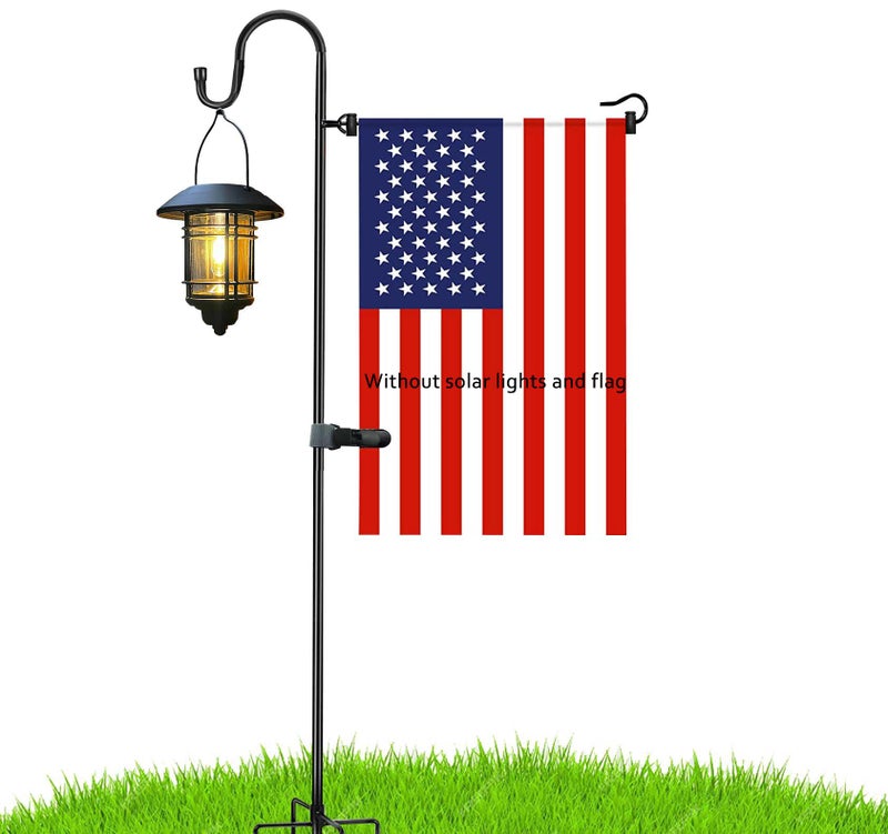 Akeydeco Garden Flag Stand and Shepherd Hook,48 Inch Garden Flag Pole Holder with one Tiger Clip and two Spring Stoppers for Bird-Feeder Lantern Plant-Hook Garden-Stake Seasonal Flags - Image 1