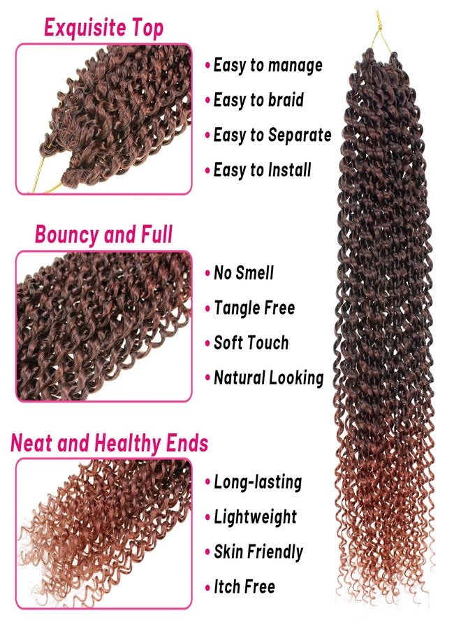 Dorsanee Ombre Passion Twist Hair 18 Inch 7 Packs Water Wave Crochet Hair Long Bohemian Curly Braiding Hair for Butterfly Locs, Faux Locs, Boho Style Spring Twist Crochet Braids (T350#) - Image 5