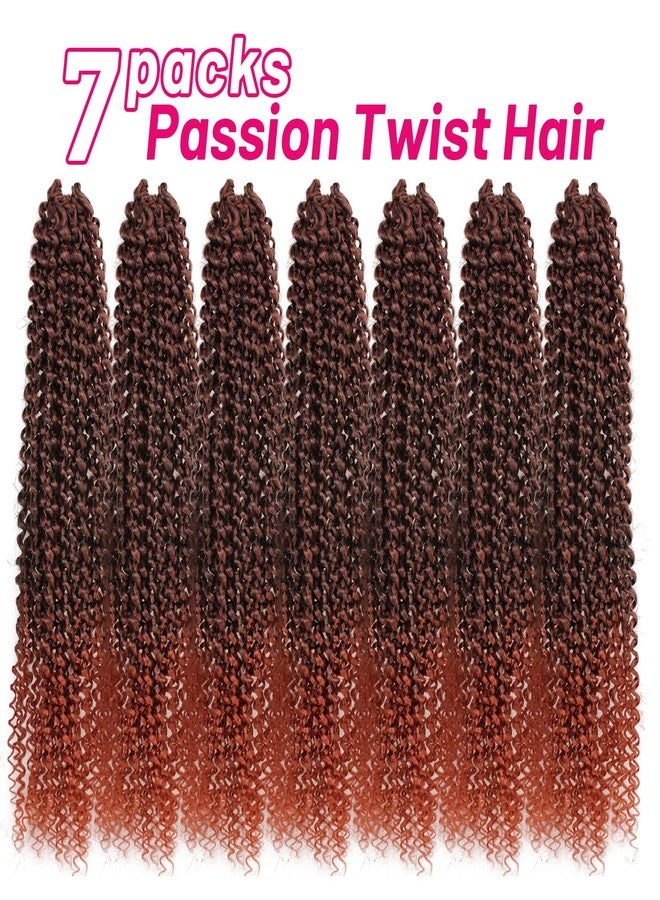 Dorsanee Ombre Passion Twist Hair 18 Inch 7 Packs Water Wave Crochet Hair Long Bohemian Curly Braiding Hair for Butterfly Locs, Faux Locs, Boho Style Spring Twist Crochet Braids (T350#) - Image 2