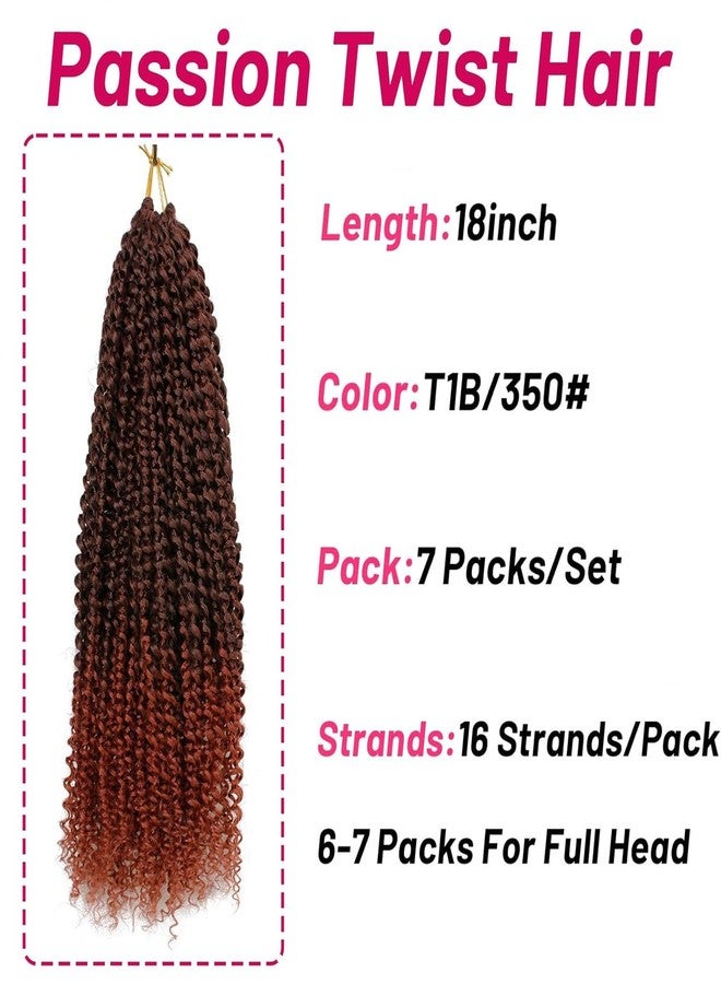 Dorsanee Ombre Passion Twist Hair 18 Inch 7 Packs Water Wave Crochet Hair Long Bohemian Curly Braiding Hair for Butterfly Locs, Faux Locs, Boho Style Spring Twist Crochet Braids (T350#) - Image 4