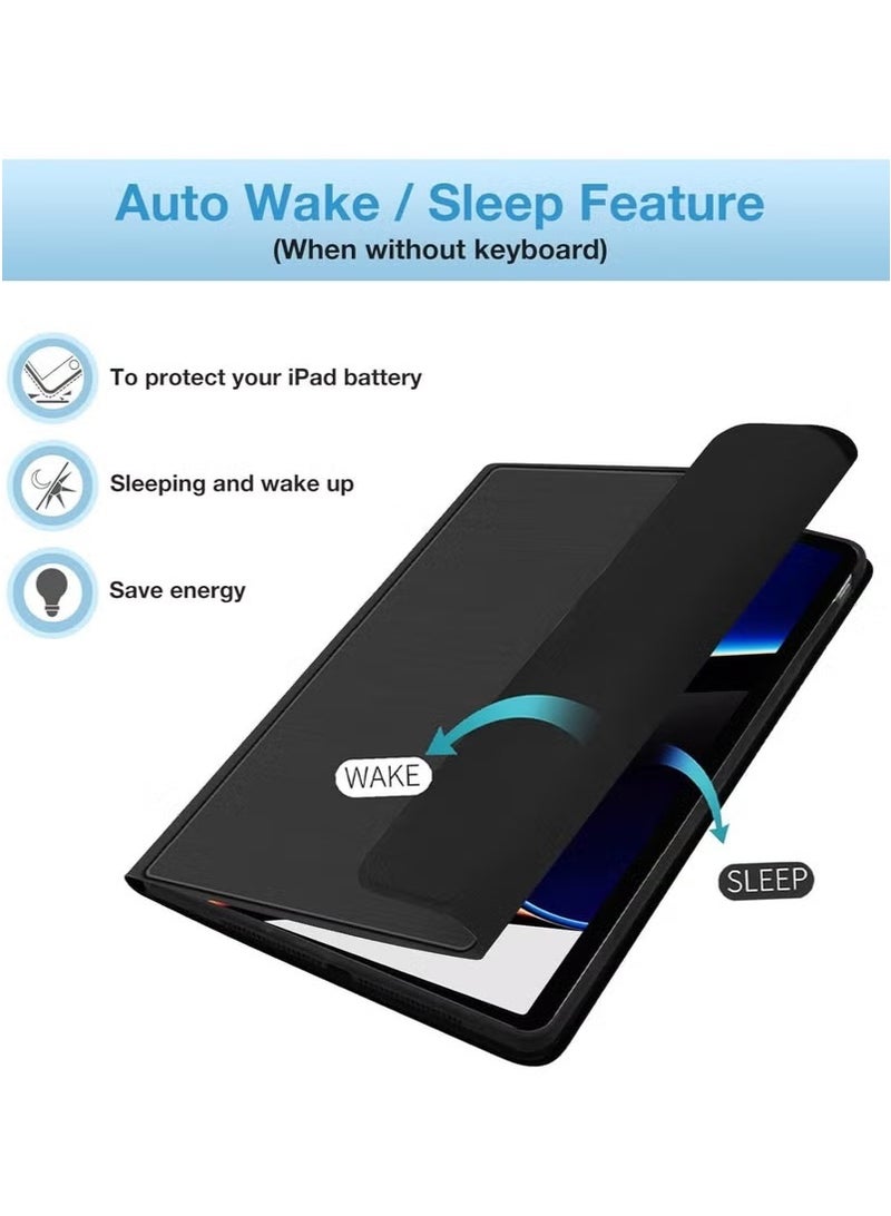 جينيكست حافظة لجهاز iPad Air مقاس 13 بوصة (M2، 2024) وiPad Pro مقاس 12.9 بوصة (الجيل السادس/الخامس/الرابع/الثالث) - لوحة مفاتيح لاسلكية قابلة للفصل بتقنية بلوتوث، غطاء ذكي رفيع مع حامل قلم رصاص، أسود - Image 3