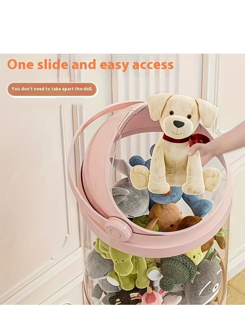 XiuWoo 1 Transparent multi-layer round flip-top acrylic doll storage box, waterproof plastic material, suitable for plush toys and puppets, decoration storage, round, gift packaging storage, white, 162cm  - Image 5