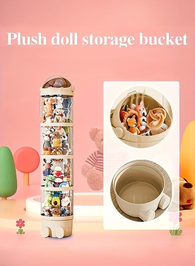 XiuWoo 1 Transparent multi-layer round flip-top acrylic doll storage box, waterproof plastic material, suitable for plush toys and puppets, decoration storage, round, gift packaging storage, white, 162cm  - Image 1