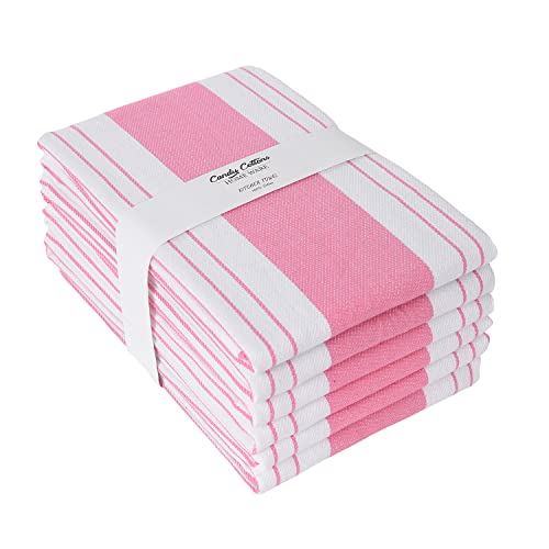 Candy Cottons Stripe Kitchen Towels Decor Mordern Design Centreband Dish Towels Boho Stripe Absorbent Festive Gift Set of 6 Pantry Reusable Kitchen Dish TowelEaster Spring Decor 18x28 in Pink