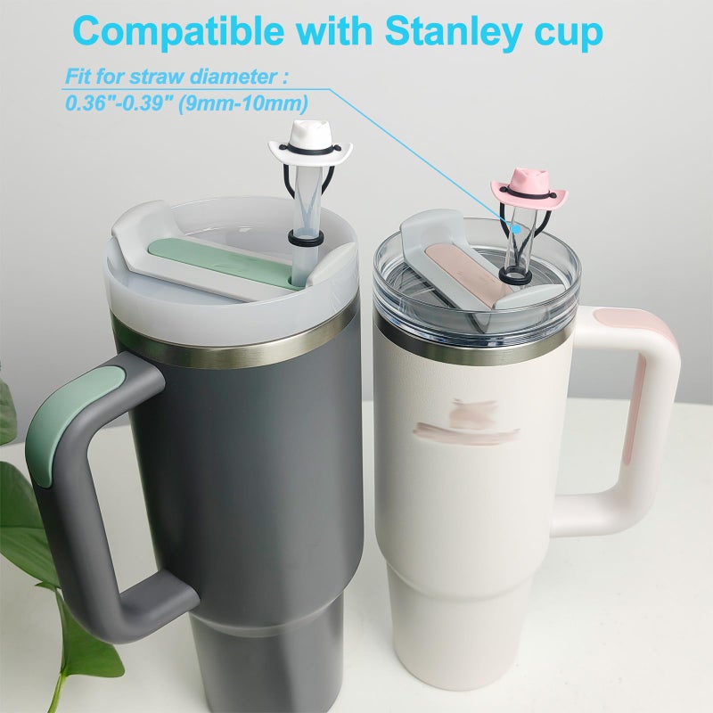 HomDsg 4 Pack Silicone Cowboy Hat Straw Covers Cap Compatible with Stanley Cup 30 40 oz, Cute Funny Tumbler Straw Topper Accessories for Man & Woman Christmas Gift - Image 2