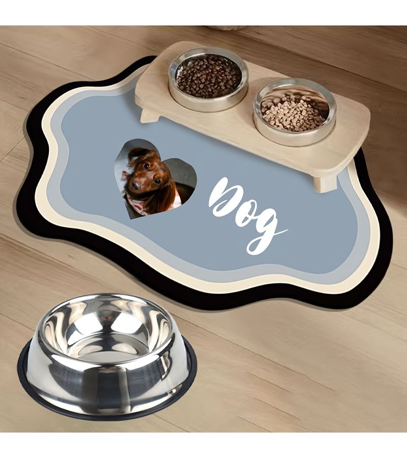 Blue Diatomite Pet Food Mat And Bowl Set Non Slip Feeding Mat For Dogs Cats Fish Tanks Durable Kitchen Dining Mat And Bowl For Pet Cafes Or Home Use Large Size - Image 4