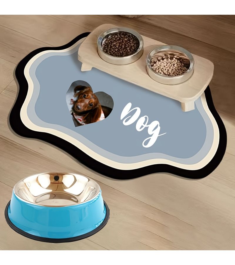 Blue Diatomite Pet Food Mat And Bowl Set Non Slip Feeding Mat For Dogs Cats Fish Tanks Durable Kitchen Dining Mat And Bowl For Pet Cafes Or Home Use Large Size - Image 3