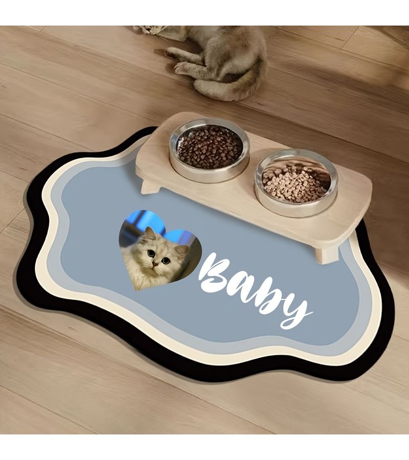 Blue Diatomite Pet Food Mat And Bowl Set Non Slip Feeding Mat For Dogs Cats Fish Tanks Durable Kitchen Dining Mat And Bowl For Pet Cafes Or Home Use Large Size - Image 5