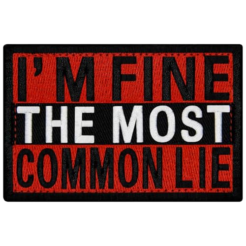 Rocking Planet Im Fine The Most Common Lie Patch Embroidered Biker Badge Morale Applique Fastener Hook Loop Emblem - Image 1