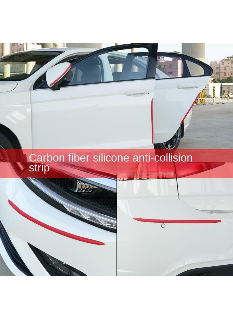 Y&D - Car Front And Rear Bumper Anti-collision Strip Carbon Fiber Pattern Protective Strip Anti-scratch Rubber Strip Body Scratch Decorative Protective Sticker-Carbon Fiber Black (OPP Bag 2) - Image 1