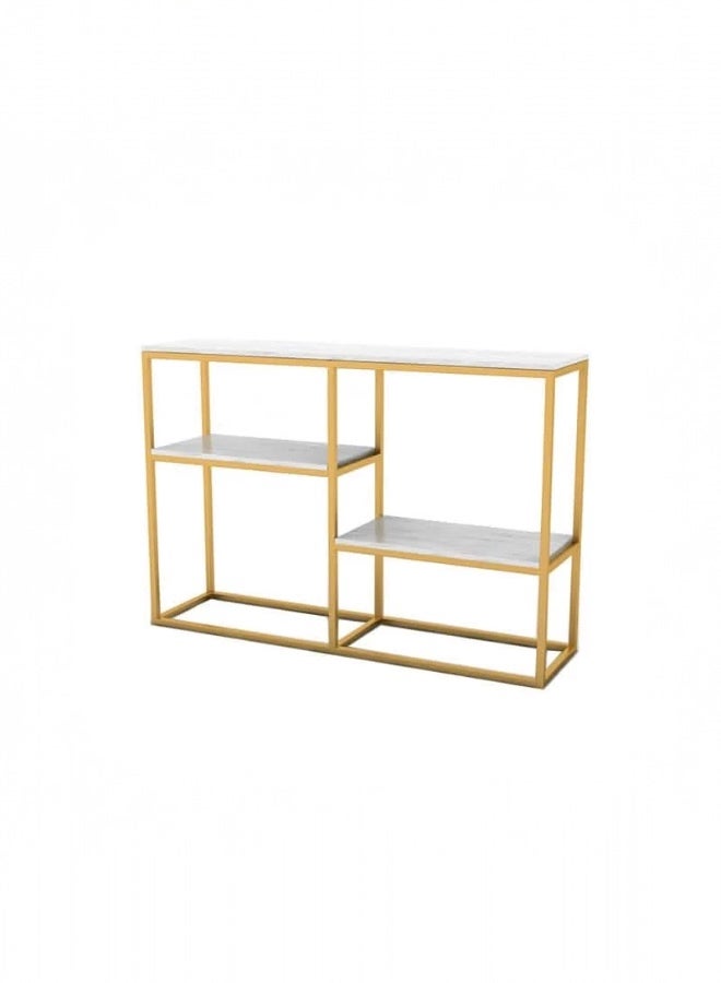 woodx Luxury Gold Frame Console Table with White Faux Marble Top  - Image 3