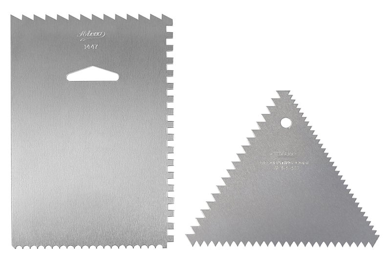 Ateco Ateco 1446  3 Sided Decorating Comb and 1447 4 Sided Decorating Comb  Icing Smoother 2 Pc SetSilver