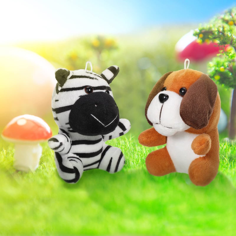 Skylety 12 Pieces Mini Stuffed Animals 4.8 Inch Cute Safari Plush Toys Elephant Lion Giraffe Tiger Puppy Zebra Duck for Jungle Animal Themed Parties Teacher Student Award Prizes - Image 5